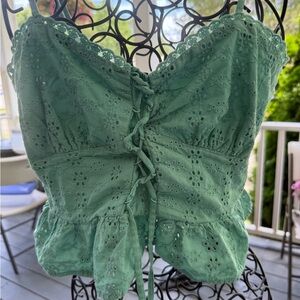 Wild Fable Green Ruffled Bustier Camisole